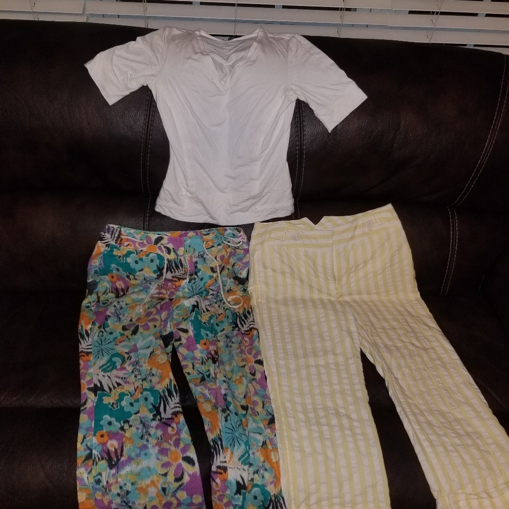 2 pairs of pants 1 shirt